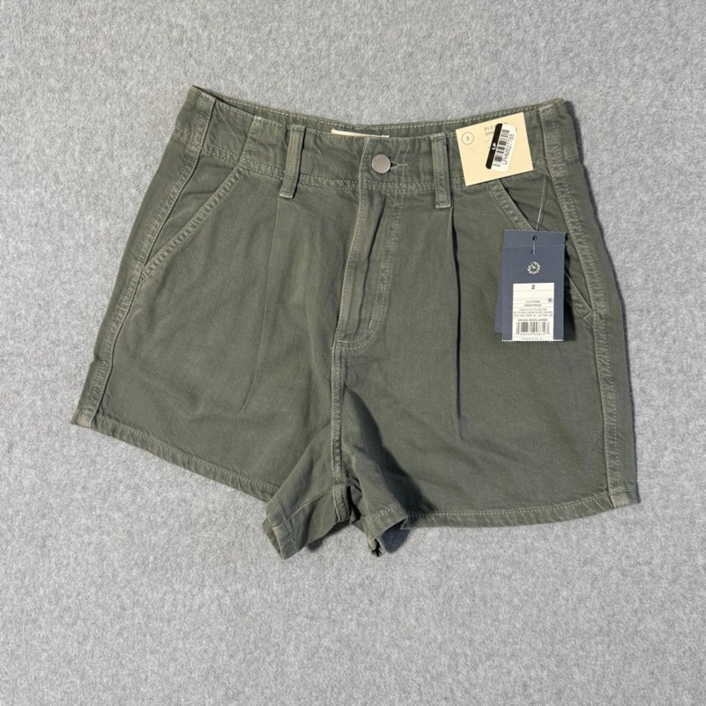 Universal Thread Pleated Shorts Safari Boho 2 Green NEW High Rise Twill Cotton
